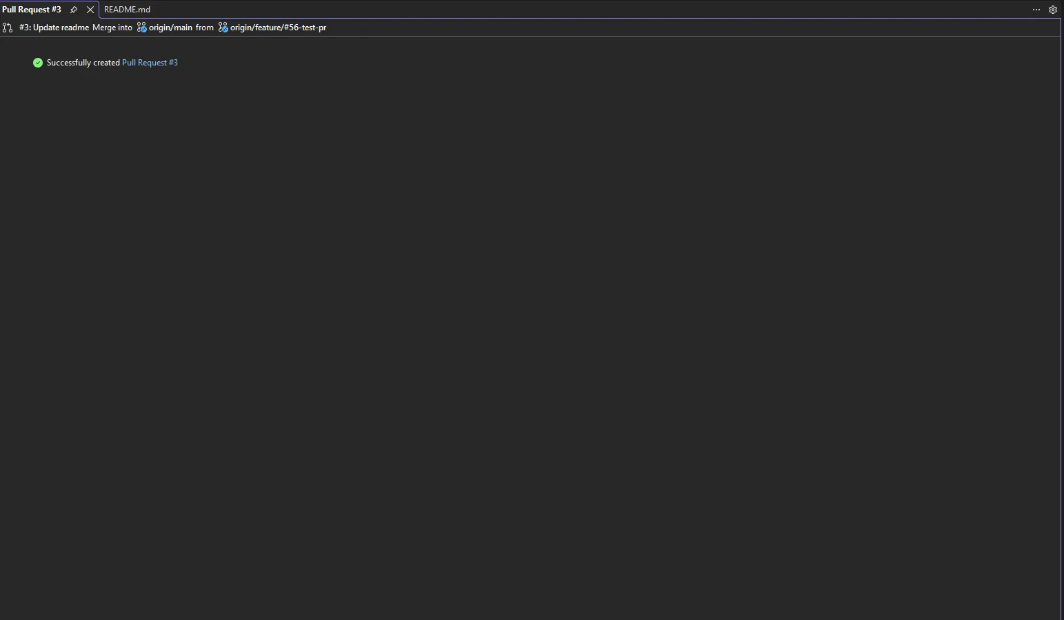 Pull request created inside Visual Studio